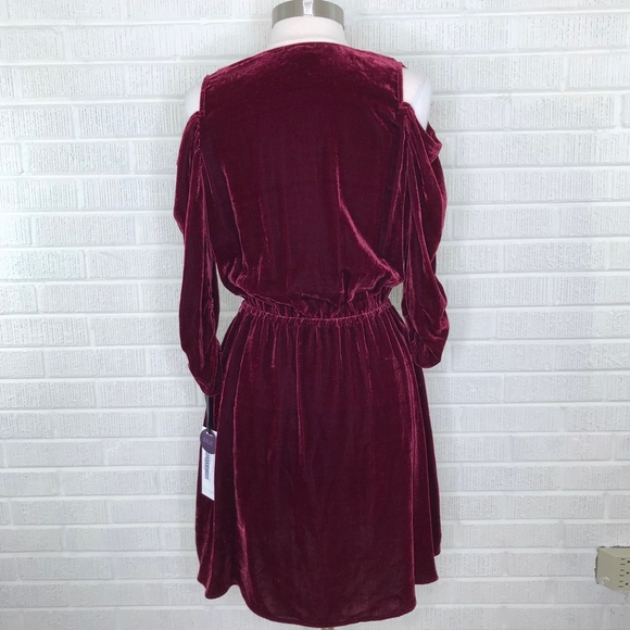 Hale Bob Amata Silk Mini Dress Velvet Cranberry M - Picture 4 of 8